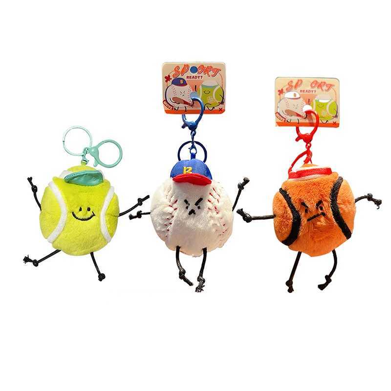 Keychain Creative Cute Ball Sports Plush Doll Keychain Mens and Womens Bag Small Pendant Cartoon Couple Backpack Car PendantXJ250319