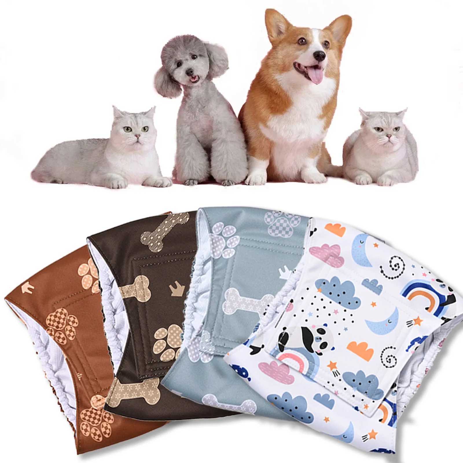 2/3/4/5 packs of mens dog packaging small dog pet dog physiological pants sanitary underwear belly belt pajamas cotton diaper packaging Y250320
