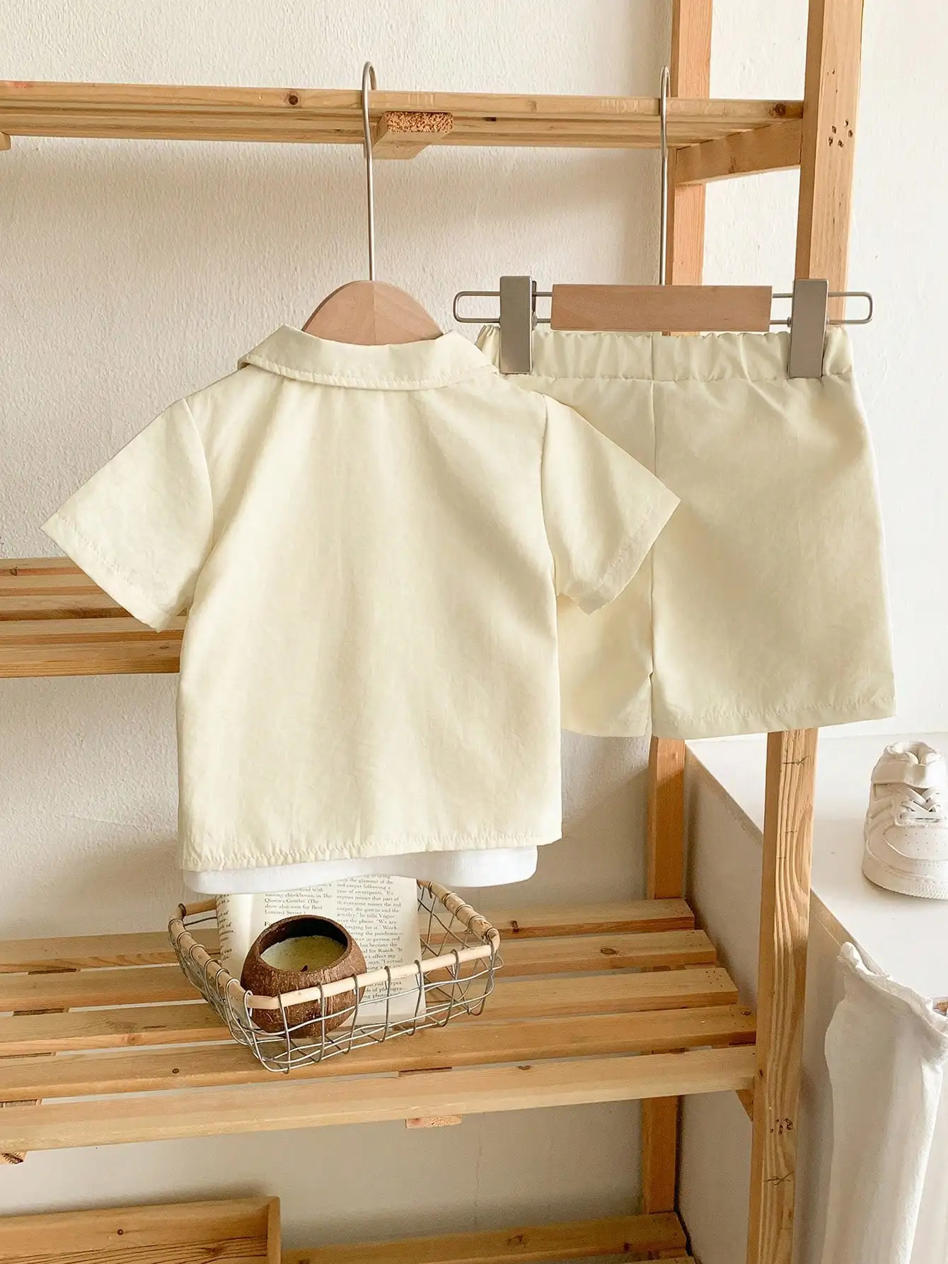 almond collar short sleeved pants fabric skin friendly soft version loose and simple travel vacation baby set 250319