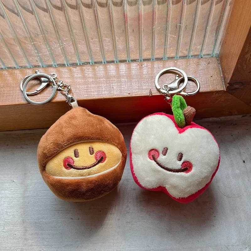 Mini Cartoon Chestnut Doll Plush Toy Keychain Girl Creative Cute Apple Couple Pendant Bookbag Backpack Pendant Ring Small GiftXJ250319