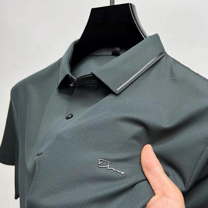 High end short sleeve POLO shirt men cool breathable summer T-shirt fashionable embroidery casual mens clothing 250319