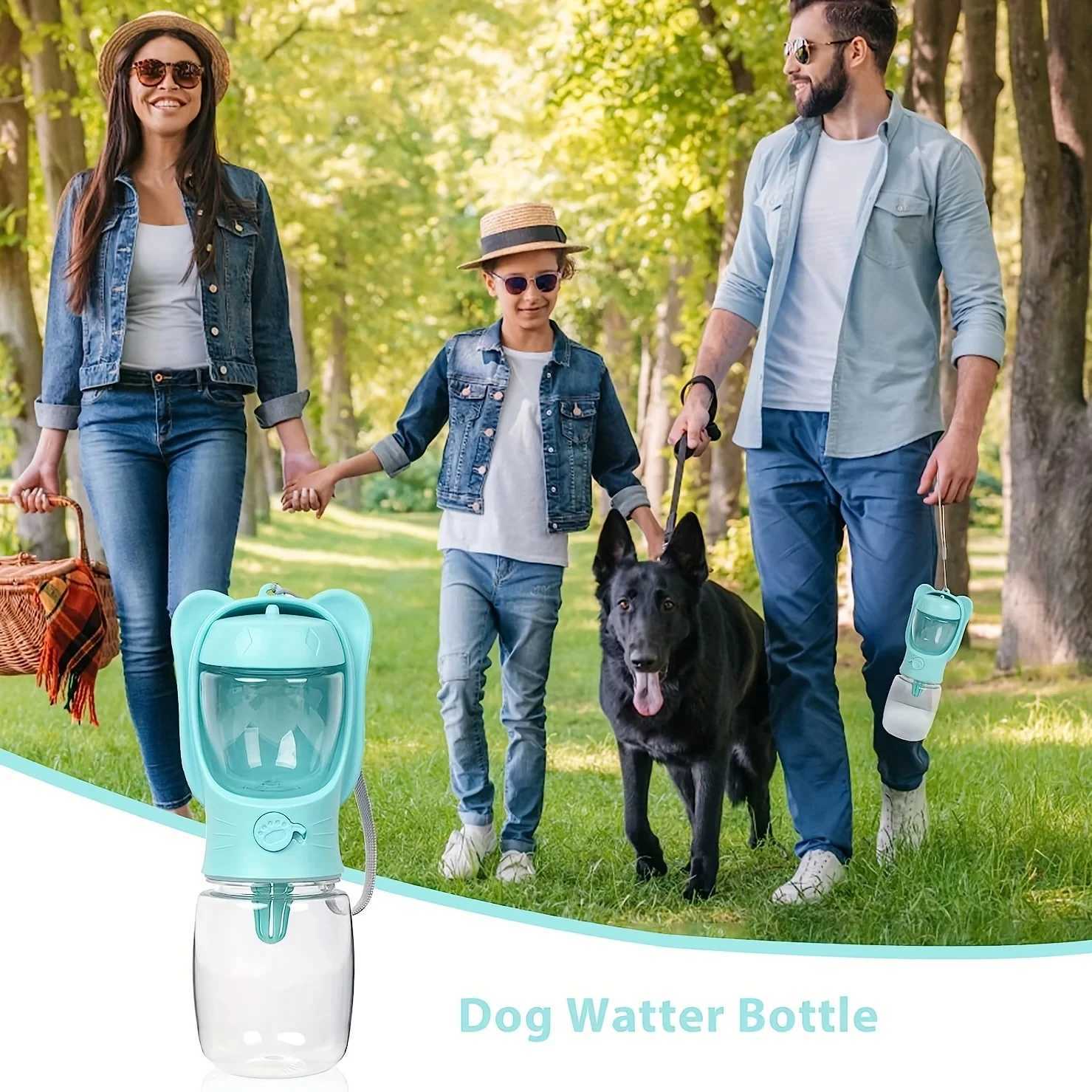 2-in-1 portable kettle with detachable dog food container leak proof outdoor pet cat dog water bottle Y250319