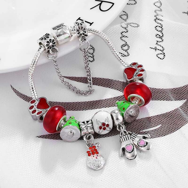 2024 Trendy Santa Scepter Pendant Charm Bracelets With Christmas Tree Beads Bracelets For Women Kids Xmas Jewelry Special Offer