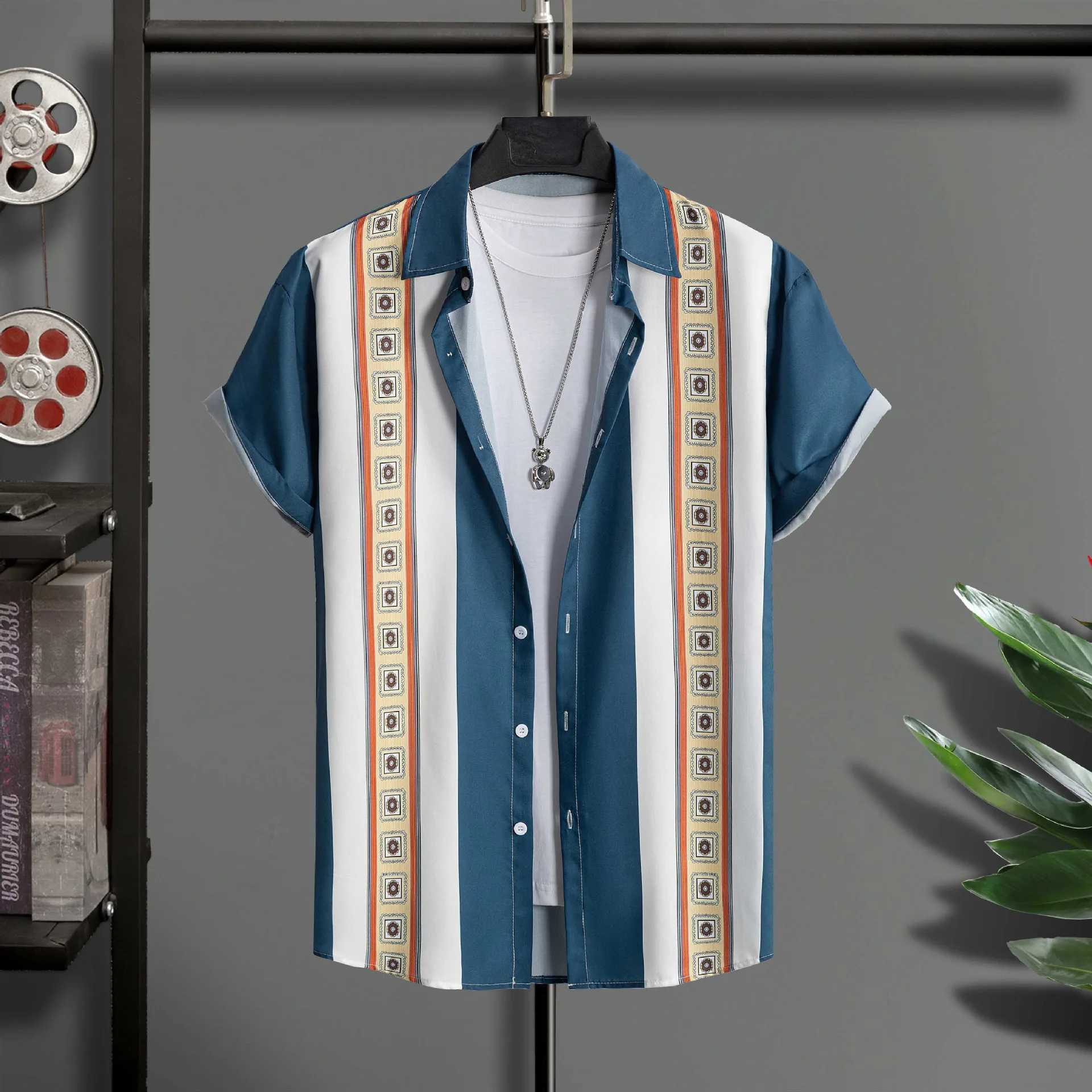 Hawaiian mens printed shirt high-quality 3D floral animated beach party top loose fit suitable for short sleeves new M250320