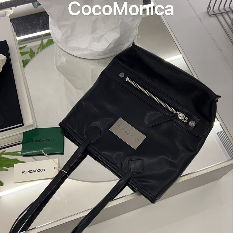 Middle Aged Large Capacity Shoulder Bag, High-End Motorcycle Style Soft Leather Armpit Tote Bag