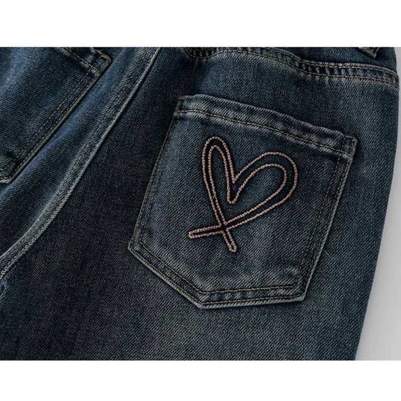 Wide Leg Jeans for Girls Spring Autumn Loose Vintage Straight Retro Pants Fashion Teenage Kids Trousers 6 8 9 10 11 12 14 YearsT250326