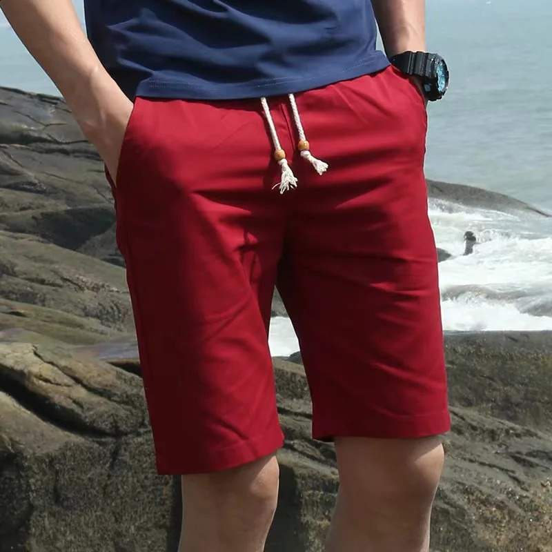 2024 mens casual shorts fitness jogging pants vintage classic color clothing waist pendant bead drawstring sports 250312
