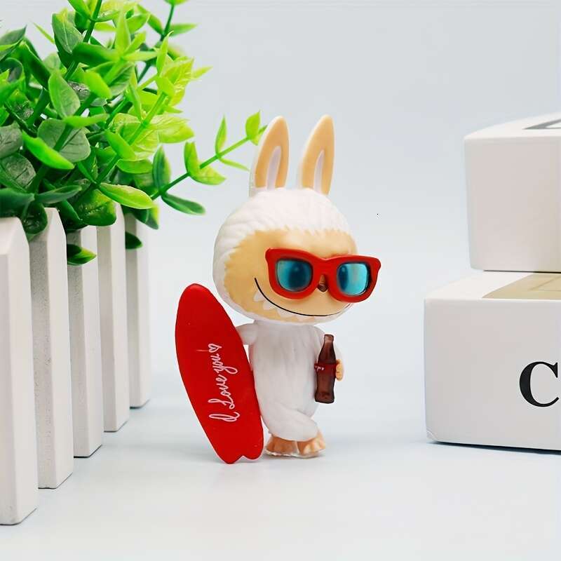 4pcs Labubu Series PVC Figures - Cute Anime/Cartoon Beverage-Themed Desk Ornaments, Mixed Colors, Perfect for Birthday Gifts & Collectible Toy Enthusi