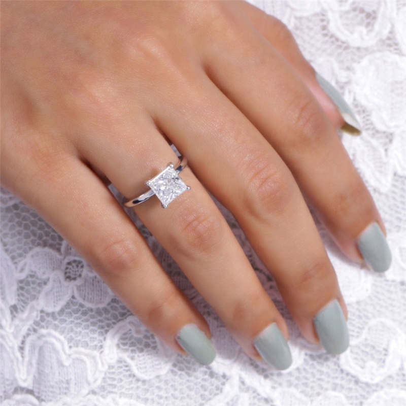 Jewelry 1.5 Carat IGI Certificate Womens Gold Ring E VS1 Princess Cut Solitaire Engagement Wedding Ring HPHD Diamond