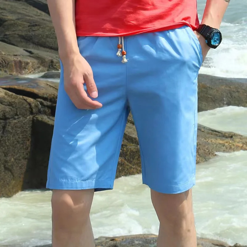 2024 mens casual shorts fitness jogging pants vintage classic color clothing waist pendant bead drawstring sports 250312