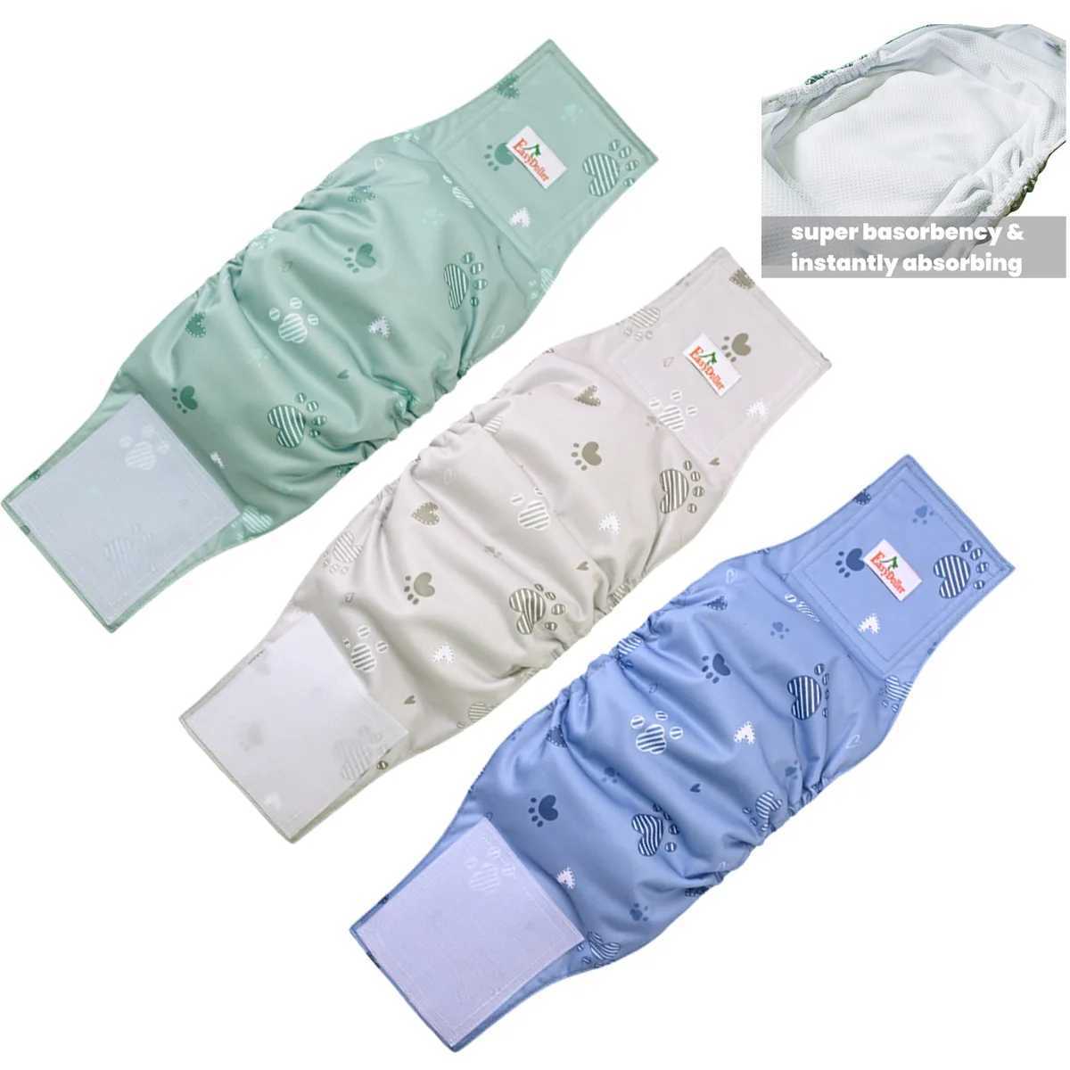 Cute Animal Print Pattern Pet Male Dog Diaper Washable Reusable Nappy Belly Bands Wrap Leak Proof Sanitary Pants Puppy Diapers Y250320