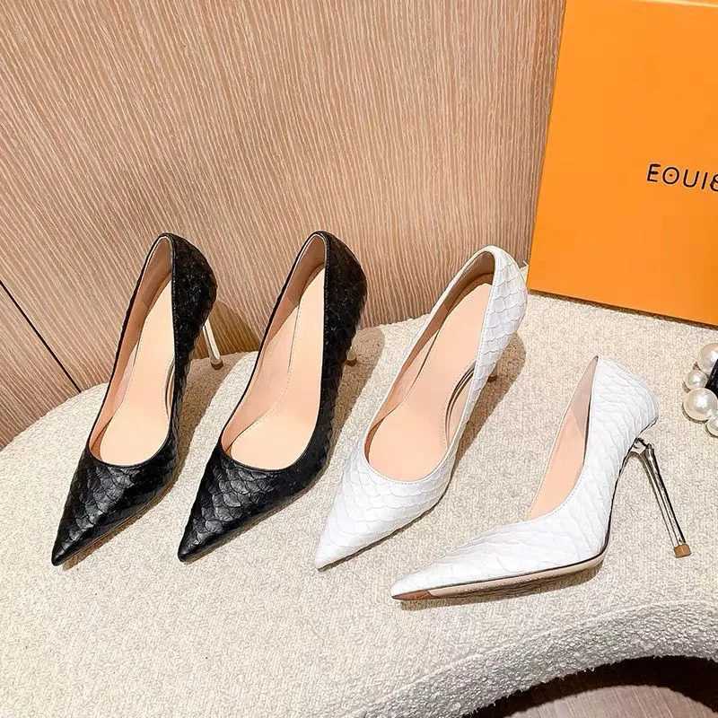 New white ultra-high slim high-heeled shoes with H-pump Abstract Point toe thin heel party shoes Wan high heel workwear shoes Y250319