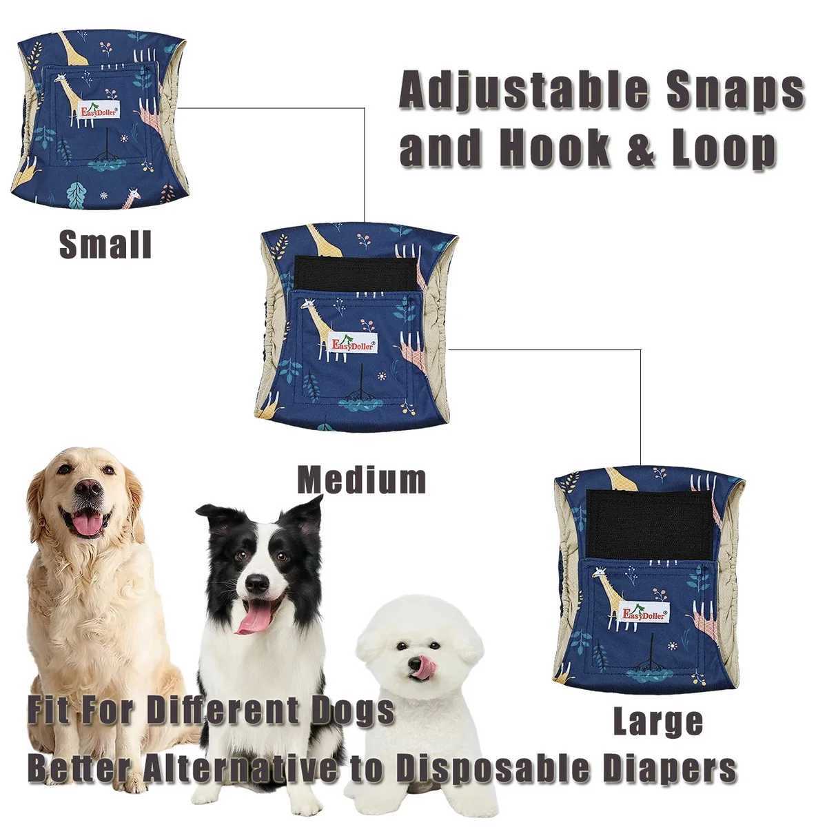 3 Pack Washable Male Dog Diaper Pet Sanitary Panties Reusable Nappy Belly Band Wrap Diapers Leak Proof Pee Pant for Dogs Y250320