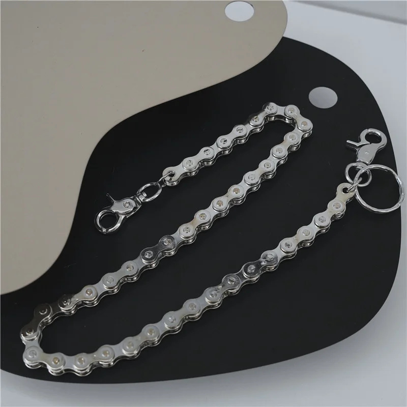 Punk Rock Unique Metal Minimalist Bicycle Chain Keychains for Men Women Trendy Hip Hop Waist Pants Chain Jeans Skirt Jewelry 250320