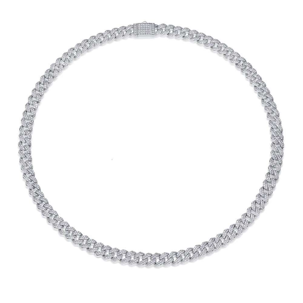 Wong Rain Test Sier VVS1 3EX D Color Real Moissanite Dia Gemstone Sparkg 10mm Cuban Necklace Jewelry Gra