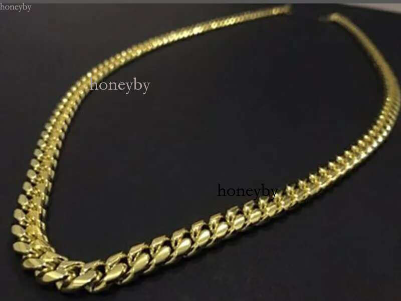 Moissanite Mens Gold Tone 316L Stainless Steel Necklace Cuban k Chain with Dias Clasp Lock