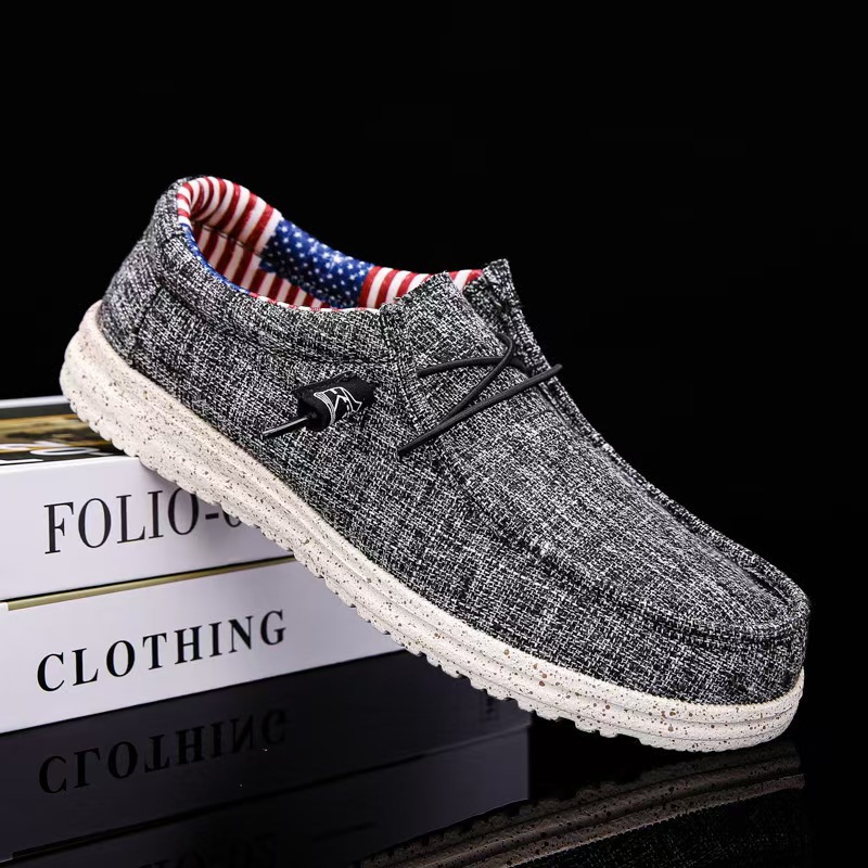 Men's new fall linen canvas shoes men's labor security work slip-on loafers 2025s hot