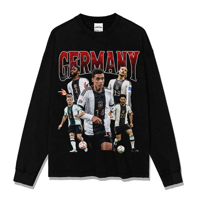 Football American German Team Printed Short Sleeved T-Shirt, Pure Cotton Round Neck Hooded Sweatshirt