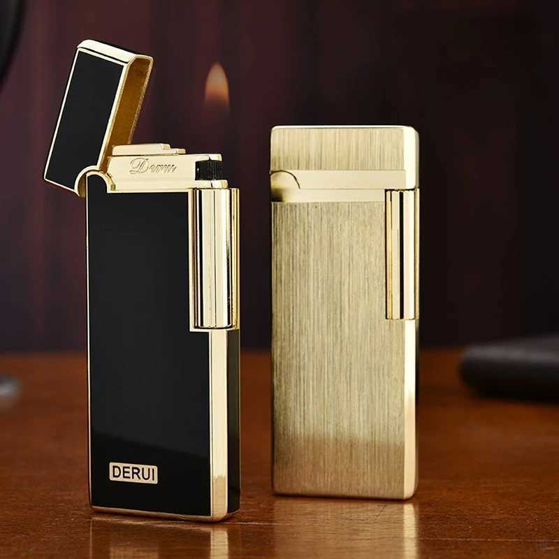 New lightweight luxury high-end ultra-thin Langsheng metal inflatable butane grinding wheel light mens gift cigar accessories M250320