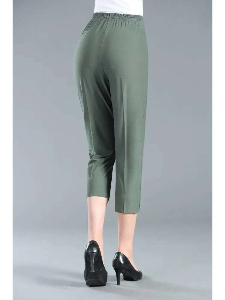 Summer Women Casual Thin Fashion Slim Office Lady High Waist Loose Pencil Pants Black White