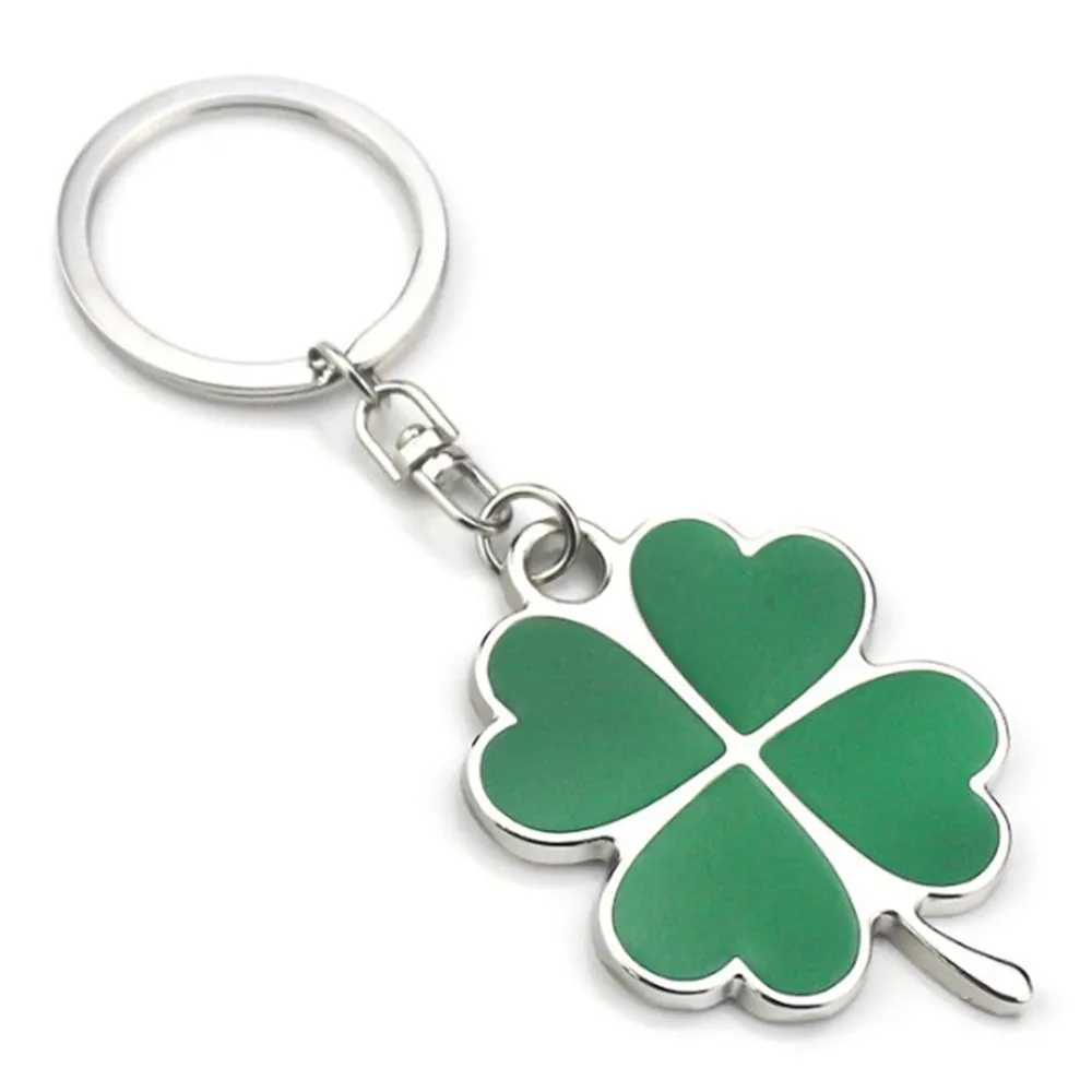 Simple New Niche Green Leaf Keychain Fashion Creative Exquisite Four-leaf Clover Lucky Keychain Key Ring Holiday GiftAccessoriesXJ250319
