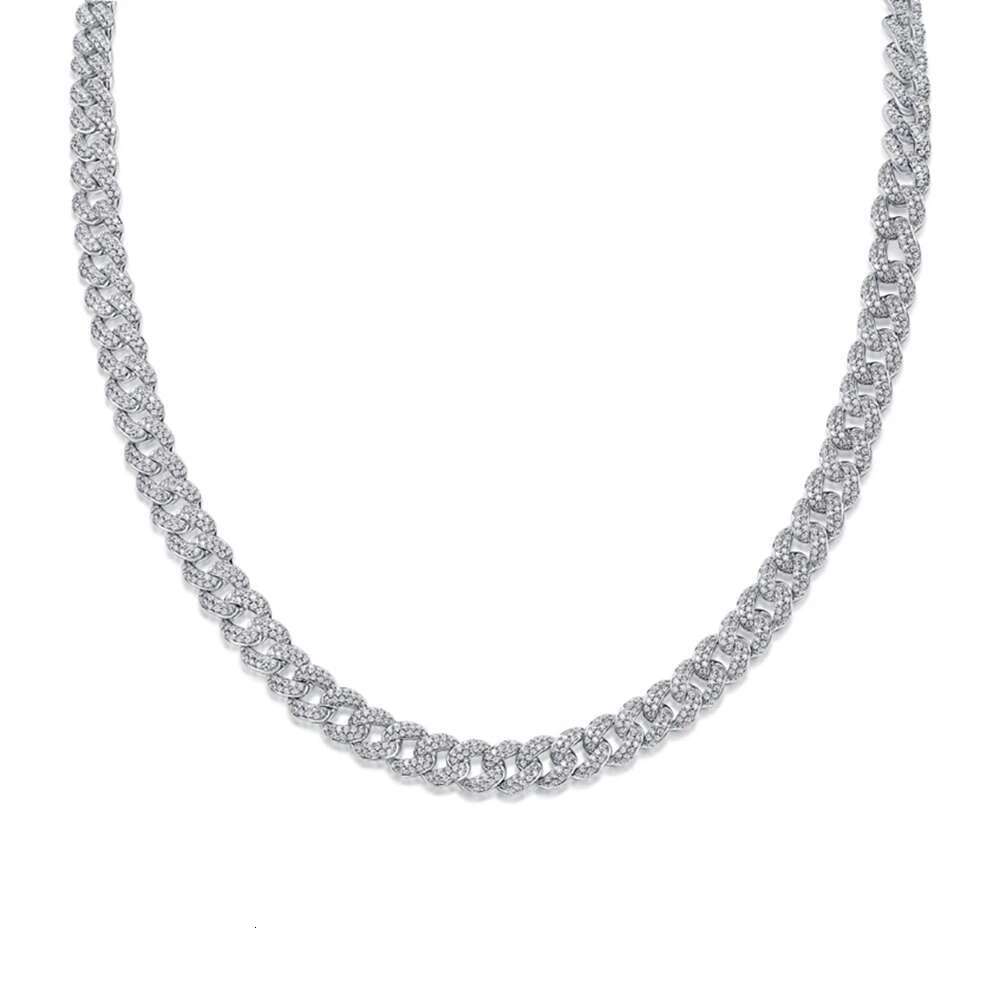 Wong Rain Test Sier VVS1 3EX D Color Real Moissanite Dia Gemstone Sparkg 10mm Cuban Necklace Jewelry Gra