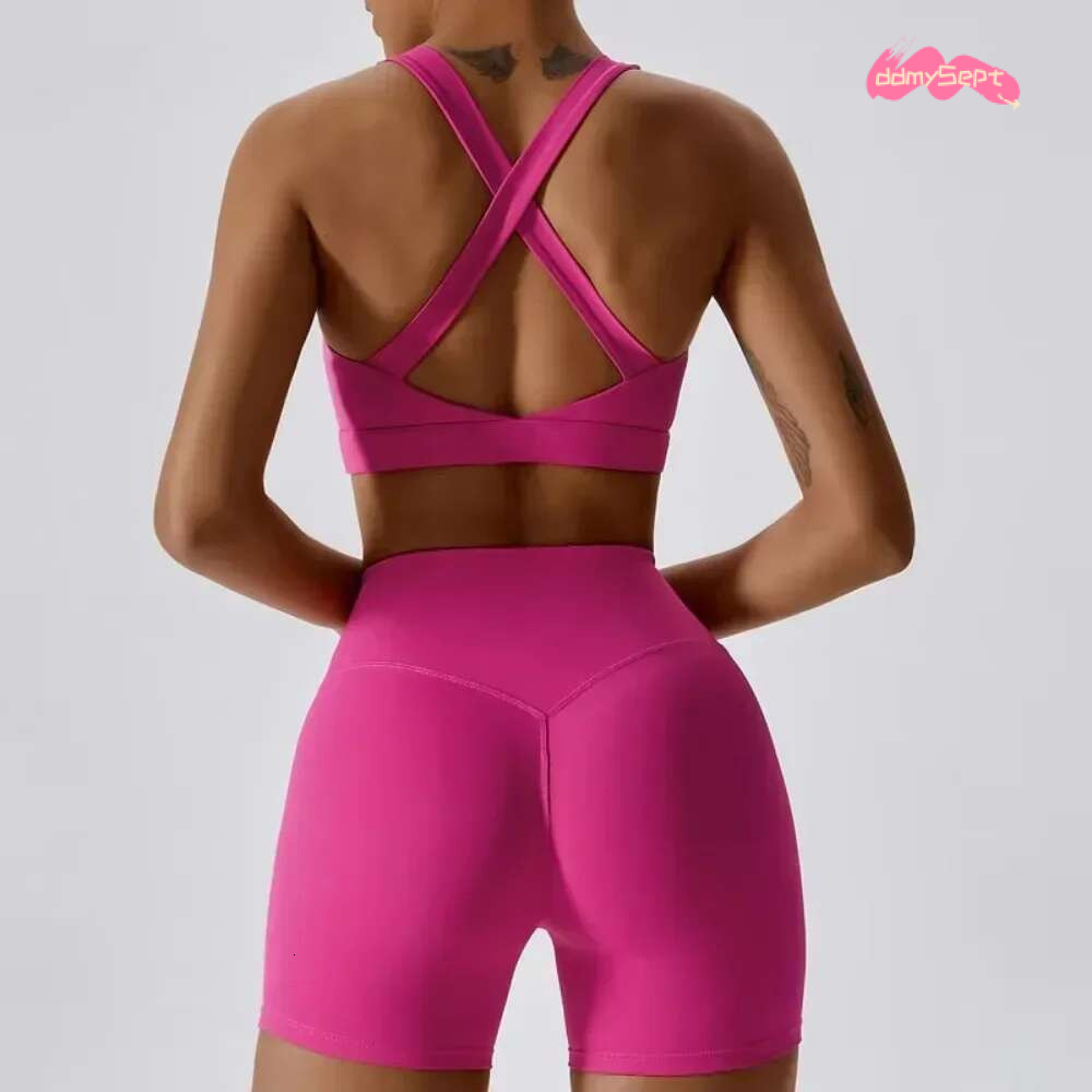 Women's 3-Piece Yoga Set with Bra Jacket Shorts Workout Outfit Naked Feel Fabric for Outdoor Fiess Gym Pilates Activewear ddmySept