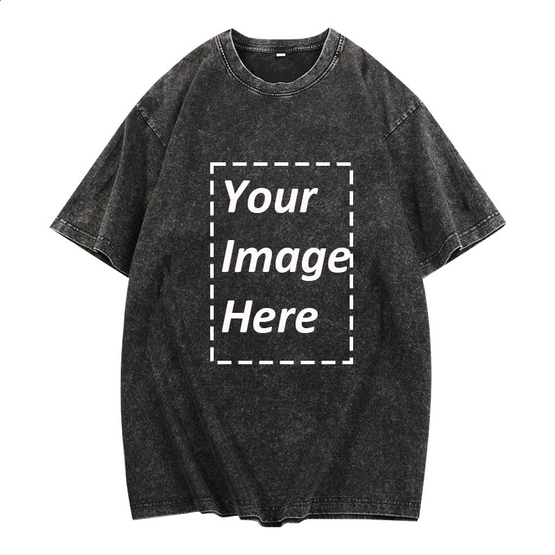 320g Heavy Mens Washed Vintage Customized Print Oversized T-Shirts Street Hip Hop Punk women Harajuku Casual Cotton Short Tee 250317