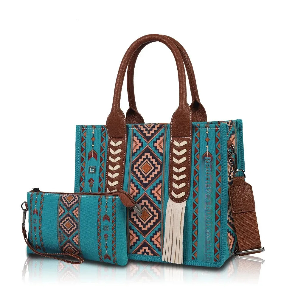 Cross-Border Stock Bohemian Ethnic Style Fringed Unique Mother-Child Canvas Tote Bag Lions Den Bag for ATV UTV Storage R250320