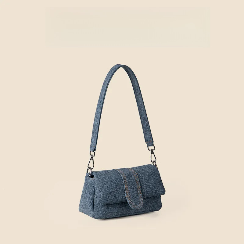 2025S Fashion Designer Spring Minimalist Underarm Single Shoulder Flip For Women S Fashion Trend New High End PU Denim Bag