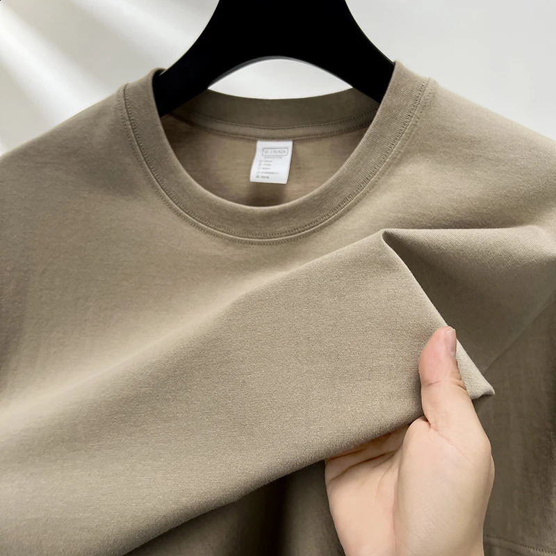100 pure cotton summer highend mens short sleeved round neck fashionable half top breathable Tshirt 250319