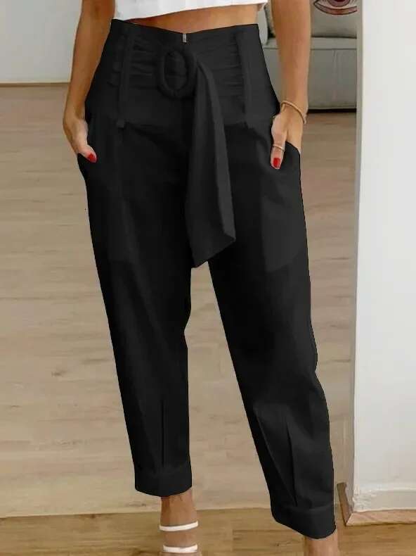 Women's En Solid Color Pocket Pants For Summer 2024