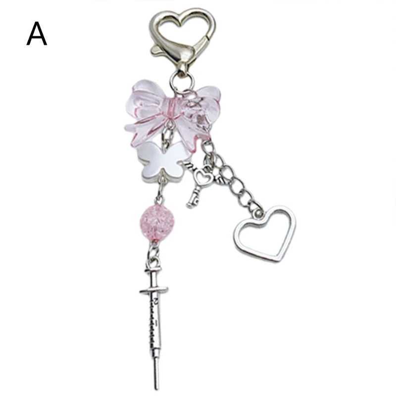 Fashion heart-shaped keychain with bow details Exquisite key charm C1FCXJ250319