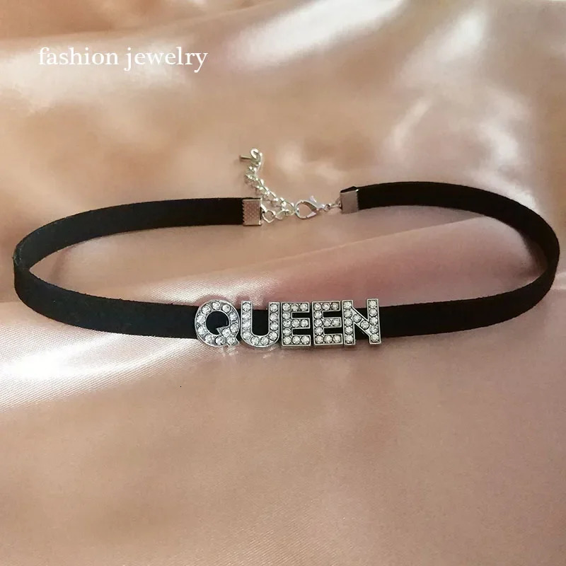 Fashion Rhinestone Letter Daddy Necklace Black Soft Leather Choker Collar Sexy Party Neck Jewelry DIY Custom Name Necklace Gift 250320