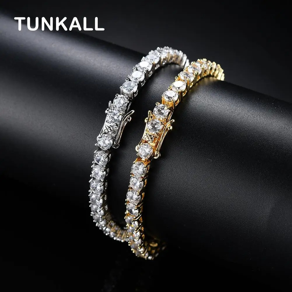 Brass Tennis Bracelet AAA CZ Bling m 4mm 5mm 1 Row Cubic Zirconia Bracelet For Men And Women Iced Out Jewelry BB019 250318