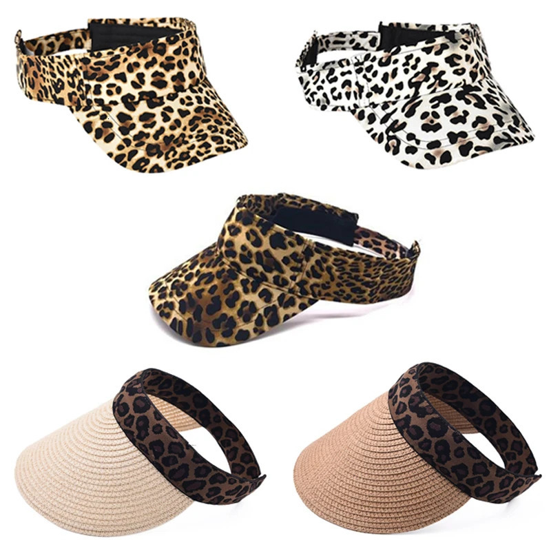 Leopard Print Empty Top Hat Low Profile Cotton Baseball Cap Adjustable for Outdoor Summer Empty Top Leopard for Sun Visor Hat 250320