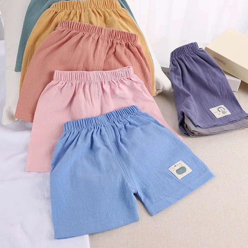 15 Years Kids Summer Shorts Boys Korean Style Cotton and Linen Short Pants Toddler Little Children Cute 250312