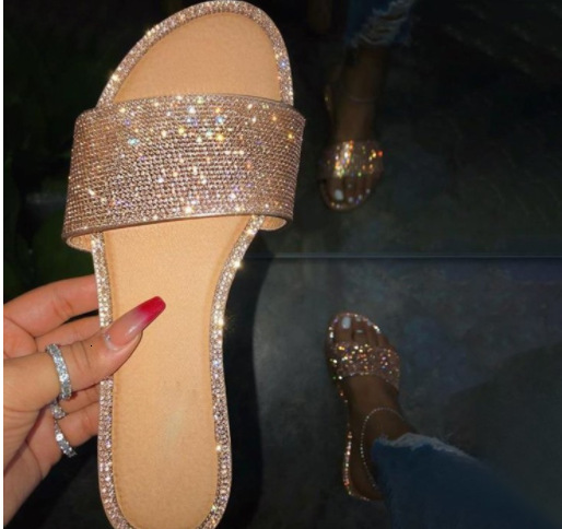 2025 New Casual Outdoor Beach Sandals Rhine Stone Man Shaped Drag Women's Designer Sandals Summer New Slippers WSHI