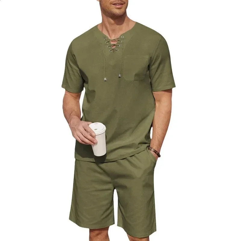 Mens Sets Street Printing T-shirt Trendy Summer Short-sleeved Casual Fashion Suit Men 250319