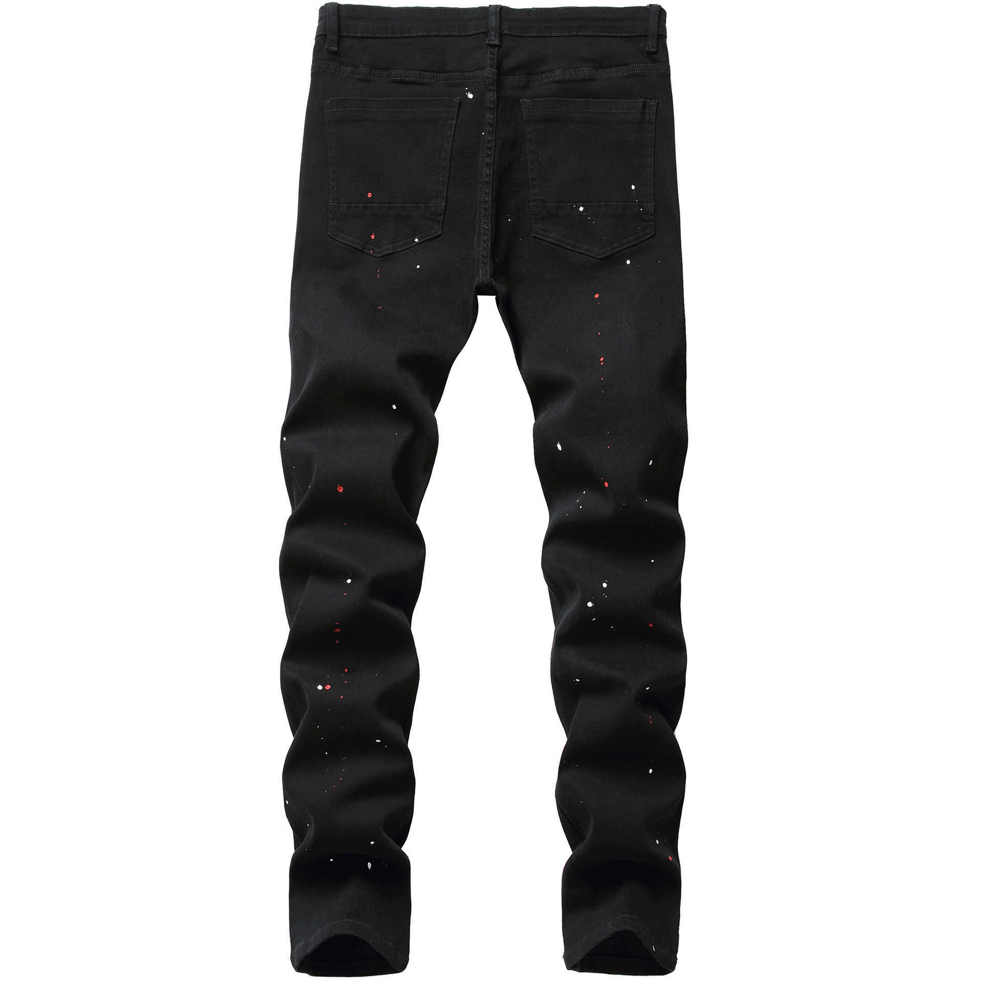 Men's Jeans Color Wear Out Men's Jeans Trendy Micro Elastic Small Straight Slim Youth Fashion Men's Pants Jeans 2025 Y250320