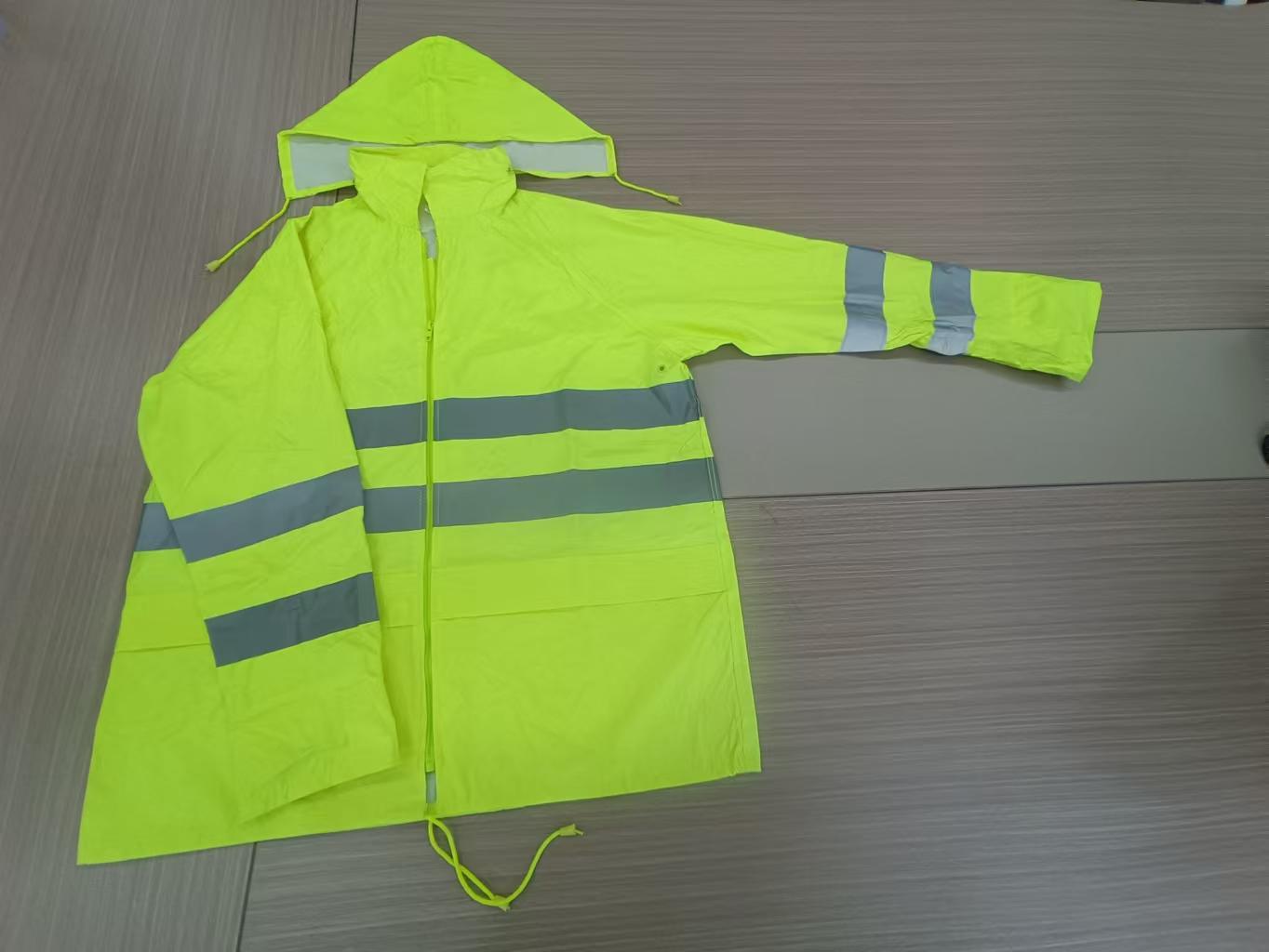 Visually Striking PVC-Coated Adults' Rain Ensemble for Weather Protection - Model RS006