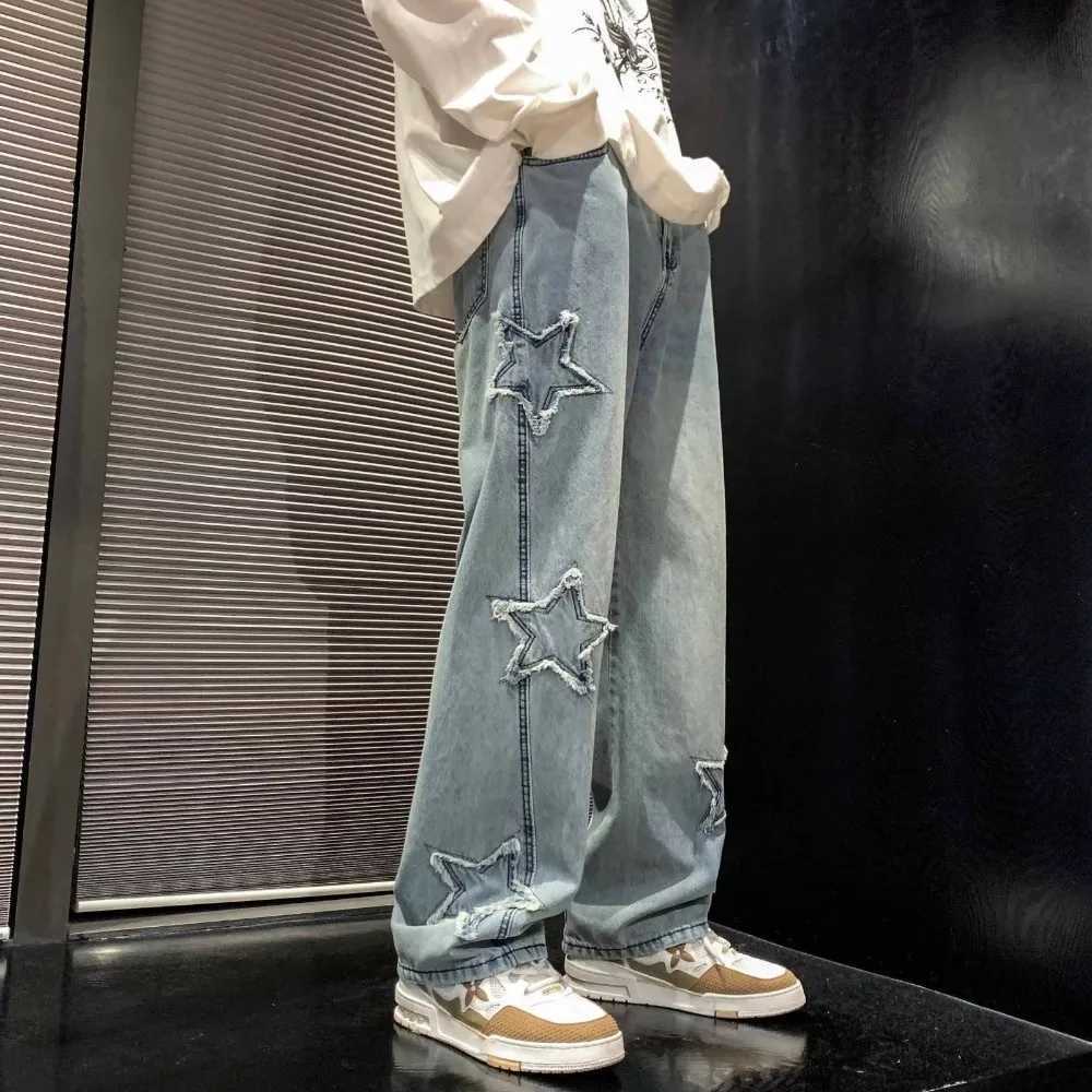 Mens denim Trousers mens casual jeans loose streetwear mens pants star graphics Y2K Harajuku fashionT250319