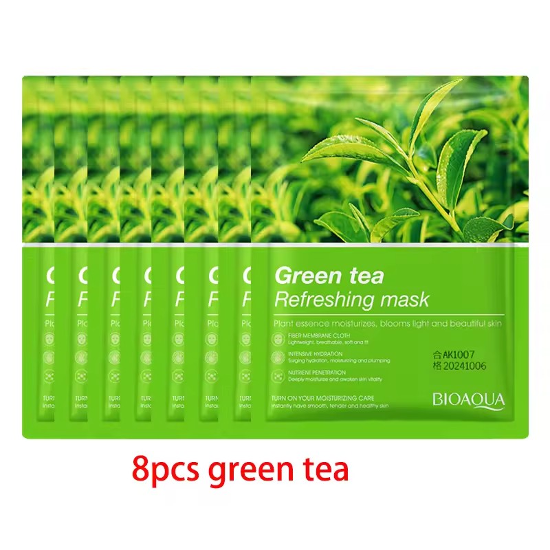 8pcs Face Mask Natural Fruit Plant Moisturizing Oil-Control Blueberry Orange Strawberry Rose Facial Masks Skin Care Cosmetics