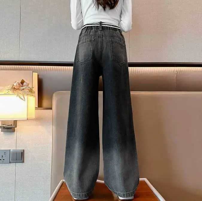 Gradient Color Childrens Spring Jeans Suitable for Girls Children Pants Denim Jeans Suitable for Schools Children High Waist JeansT250326