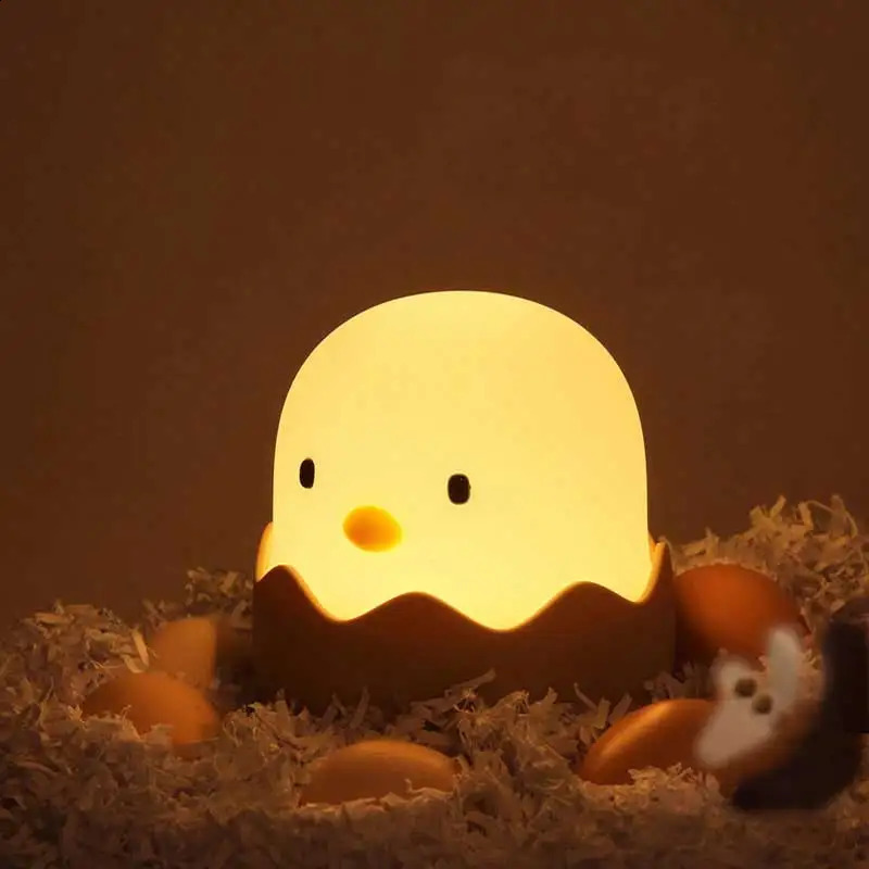 Eggshell Chicken Night Light Cartoon LED Light Bedroom Children Touch Adjustable Light Rechargeable Warm Light Atmosphere Light 250319