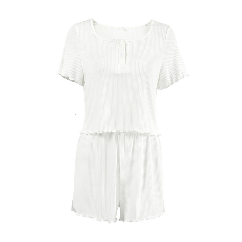 2025 Summer New Knitted Pit Strip Soft and Comfortable Women's Home Clothes Short Sleeve Shorts Two Piece Set