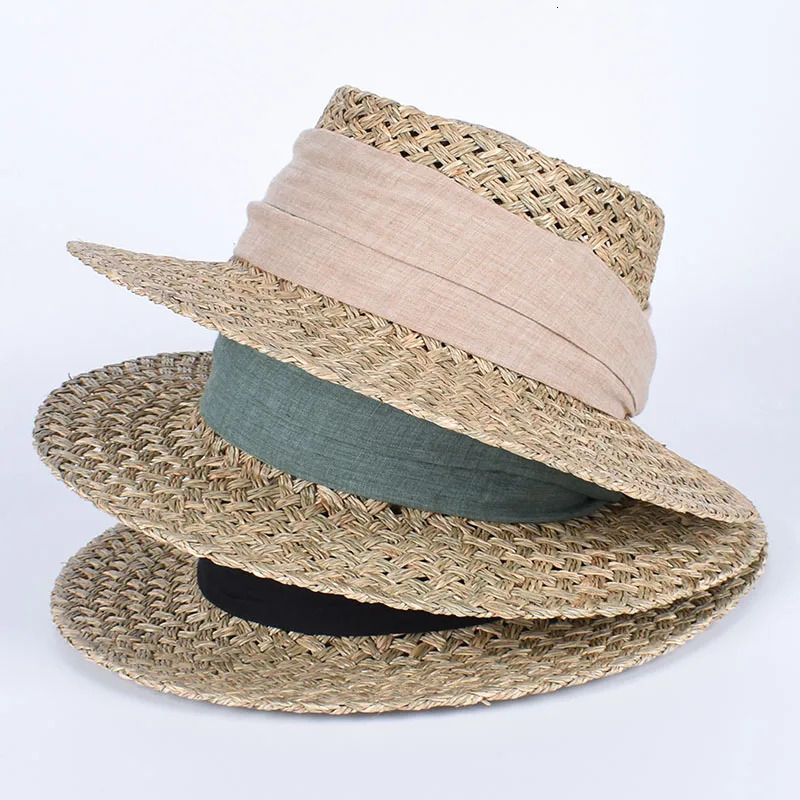 High Quality 100% Natural Grass Beach Sun Hat Women 2025 Hand Made French Travel Summer Sun Protection Cap Laides Straw Hats 250320