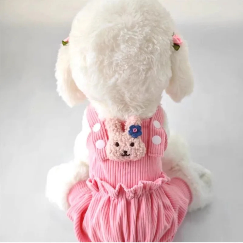 Cute dog jumpsuit uniform pink and yellow striped Chihuahua pet coat small midrange XXL pajamas 250318