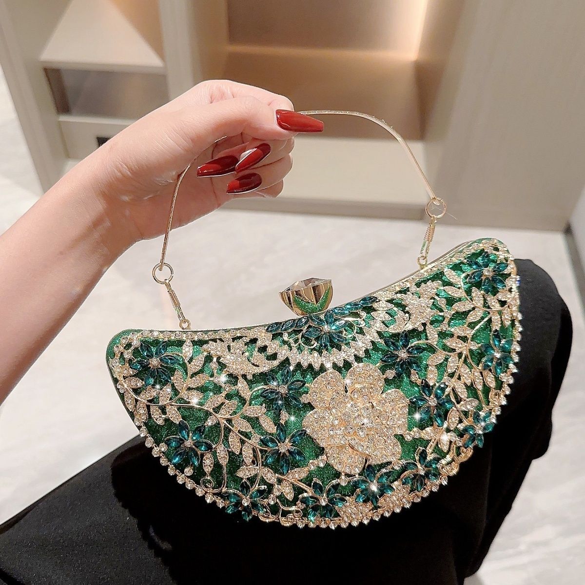 new french womens handbag set with sparkling pink diamonds fashion luxury banquet flower bag cheongsam bag