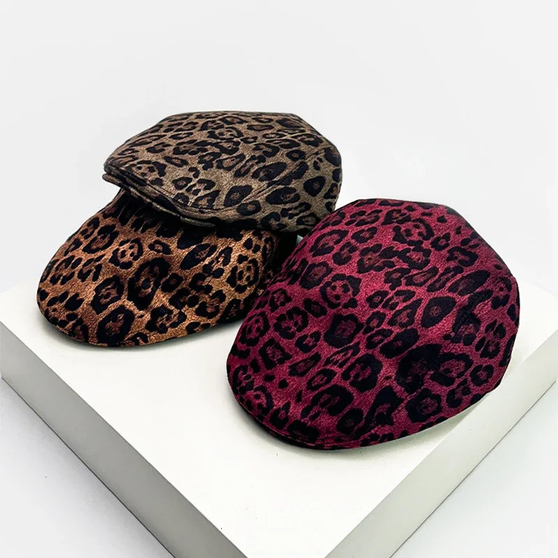 Women Y2K Retro Leopard Print Visors Hats Breathable Casual Sunshade Niche Peaked Caps Versatile Outdoor Fashion Street ins 250320